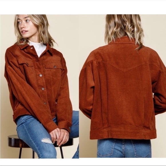 Aritzia Denim Forum Corduroy Button Front Jacket Shacket in Rust Brown sz S, 1 - Picture 1 of 16